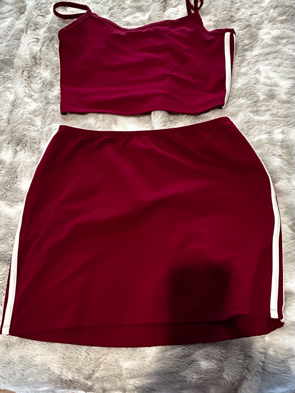 Women’s Burgundy Mini Skirt with White Side Stripe